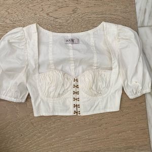 House of CB white corset puff sleeve top size S